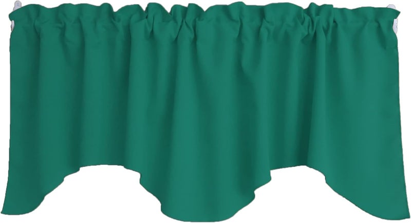 Zen Creative Designs Solid Poplin Scalloped Window Valance Home Décor Bedroom Nursery Kitchen Window (Green Teal) - Image 1